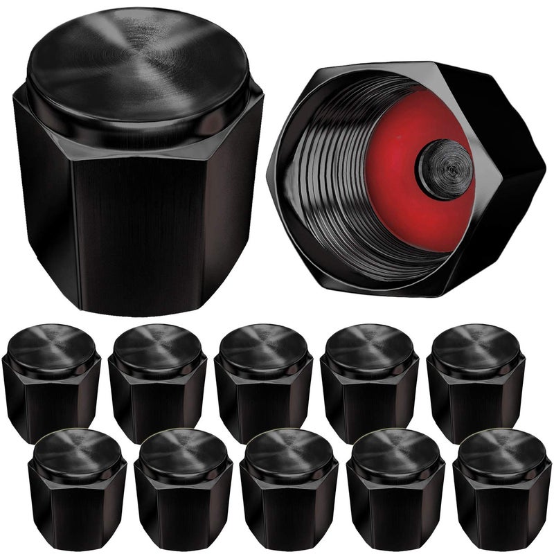 SAMIKIVA Aluminum Tire Valve Stem Caps, Metal with Rubber Ring, Dust Proof Cover Universal fit for Cars, SUVs, Bike and Bicycle, Trucks, Motorcycles Metal (12 Pack Black E Valve Caps) - Image 1